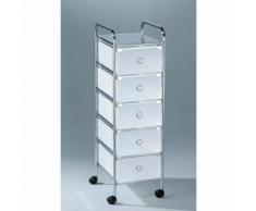 Cassettiera In Acciaio 5 Cassetti In Pvc 30,5x37x98cm Fumer Getty Bianco