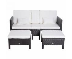 Set Salotto Da Giardino In Rattan Sintetico Divano 2 Poltrone E Tavolino Nero Miozzi