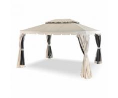 Gazebo Da Giardino 3x3m Telo In Poliuretano Con Ventilazione E Zanzariere Taddei Spagna Beige