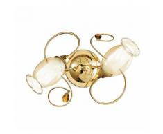 Plafoniera Lampada Classica Diffusore Floreale Vetro Decoro Cristallo K9 Struttura Metallo Oro E14 Ambiente I-ely/pl2