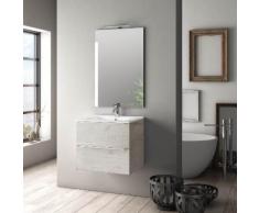 Mobile Da Bagno Sospeso Con Lavabo Specchio E Lampada A Led Tft Luna Rovere Naturale