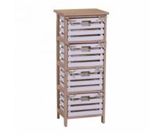Cassettiera 4 Cassetti In Legno 35x27x85cm Adami Arianna Naturale E Bianca