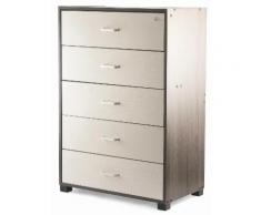 Cassettiera 5 Cassetti 68x40x101 Cm In Mdf Soriani Grigio Scuro E Bianca