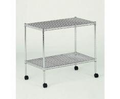 Carrello Da Cucina In Acciao Con Rotelle 2 Ripiani 75x45x76cm Fumer Iron Sound