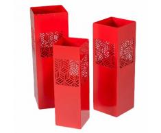 Set 3 Portaombrelli In Metallo 20x20h60cm Adami Geometrie Rosso