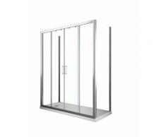Box Doccia 3 Lati 90x185x90 Cm 2 Ante Scorrevoli In Cristallo Trasparente 6mm H190 Ginelli Four
