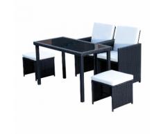 Set Salotto Da Giardino In Rattan Sintetico 2 Poltrone Tavolo E 2 Poggiapiedi Nero Miozzi