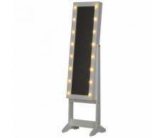 Specchio Da Terra Armadio Portagioie Regolabile E Luci Led Bianco 36x30x136 Cm Benzoni