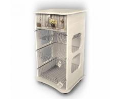 Carrello Multiuso Da Cucina In Legno 3 Ripiani Vezzani Shabby Yellow Roses Beige