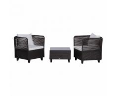 Set Salotto Da Giardino In Rattan Sintetico 2 Divani E Tavolino Marrone Miozzi