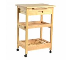 Carrello Da Cucina In Legno Della Gomma 2 Piani E Cassetto 60x45h88,5cm Adami