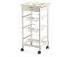 Carrello Da Cucina Salvaspazio 37x37x76 Cm 3 Ceste In Legno Soriani Cactus Bianco