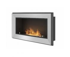 Camino A Bioetanolo Da Parete 90x49x18 Cm Dumas Frame 900 Inox Con Vetro