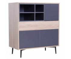 Credenza Mobile Da Soggiorno In Legno Naturale E Grigio Scuro Benzoni