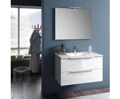 Mobile Da Bagno Sospeso Con Lavabo Specchio E Lampada A Led Tft Luna Bianco Lucido