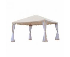 Gazebo Da Giardino 3.65x3.65m In Ferro Beige Miozzi