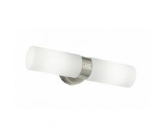 Applique Metallo Nikel Diffusori Cilindrici Vetro Lampada Sopra Specchio Bagno E14 Intec Spot-b-joy