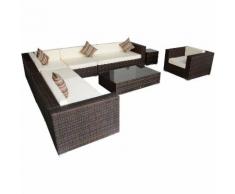 Set Salotto Da Giardino In Rattan Sintetico 2 Divani 4 Poltrone E 2 Tavolini Marrone Miozzi