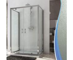 Box Doccia 3 Lati 80x100x80 Cm 2 Ante Battenti In Cristallo Opaco 6mm H185 Fosterberg Koge Trio