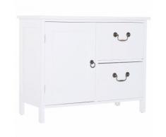Credenza Mobile Soggiorno 2 Cassetti 1 Anta In Mdf 75x34x60.5 Cm Benzoni Bianco