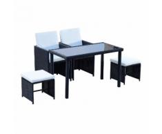Set Salotto Da Giardino In Rattan Sintetico 2 Poltrone Tavolo E 2 Poggiapiedi Nero Miozzi