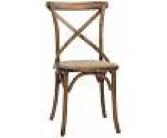 Sedia da interno TESR Struttura in legno Effetto anticato Seduta in rattan Modello 1188-HT36