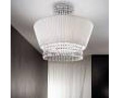 Antealuce Paolina Plafoniera Design Paralume Plisse E Cristalli D.55 Cm.
