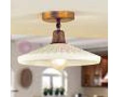 Febo Light Tosca Plafoniera Lampada Soffitto D. 30 Ottone Anticato E Vetro Scavo Rustica Country
