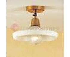 Febo Light Tosca Plafoniera Lampada Soffitto D. 22 Ottone Anticato E Vetro Scavo Rustica Country