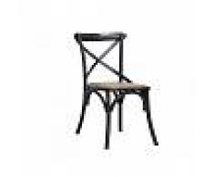 Duzzle Sedia Country in legno di betulla nero e seduta in rattan