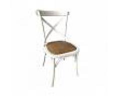 Duzzle Sedia Country in legno di betulla bianco vintage e seduta in rattan