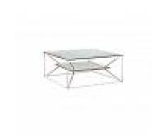Twist Design Tavolino da salotto Noqui top in vetro e ripiano effetto cemento