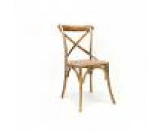 Duzzle Sedia Country in legno di betulla color nocciola e seduta in rattan