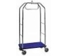 Gastrodomus Carrello portavaligie con appendiabiti in acciaio cromato - L 950 mm x P 550 mm x 1900 mm