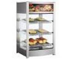 Gastrodomus Vetrina riscaldata inox con 3 piani, lunghezza 460 mm