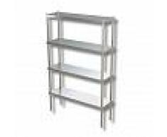 Scaffalatura inox con 4 ripiani, L 900 x P 400 x H 2000 mm