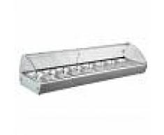 Gastrodomus Vetrina riscaldata inox e vetro predisposta per 8 bacinelle GN 1/3 H 40 mm