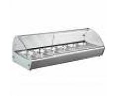 Gastrodomus Vetrina riscaldata inox e vetro predisposta per 6 bacinelle GN 1/3 H 40 mm