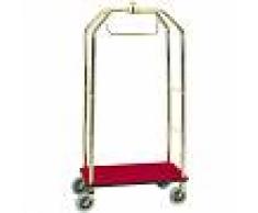 Gastrodomus Carrello portavaligie con appendiabiti in acciaio ottonato - L 950 mm x P 550 mm x 1900 mm
