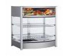 Gastrodomus Vetrina riscaldata inox con 2 piani, lunghezza 645 mm