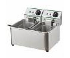 Gastrodomus Friggitrice elettrica da banco - 2 vasche - capacità 4,2 + 4,2 LT - 2 + 2 KW - Monofase