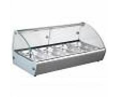 Gastrodomus Vetrina riscaldata inox e vetro predisposta per 4 bacinelle GN 1/3 H 40 mm