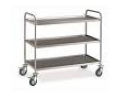Gastrodomus Carrello di servizio in acciaio inox con 3 piani L 1285 mm x P 690 mm x H 935 mm