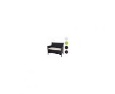 Mendler Serie Halden Per L'esterno Divano Sofa 2 Posti Polyrattan Antracite Con Cuscino Avorio