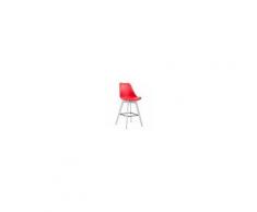 CLP Sgabello Alto Metz in Polipropilene Imbottito - Sgabello Bancone 4 Gambe I Sgabello Cucina con Poggiapiedi Design Tulip I Sedia Scandinava Carico Max 115 kg Rosso Colore Base: Bianco