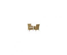 Mendler Poltrona Da Esterno Giardino Polyrattan Con Cuscini Julia 52x55x89cm Marrone Chiaro