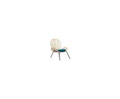 miliboo Poltrona In Rattan E Tessuto Blu Petrolio Peacock