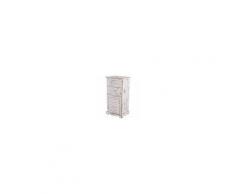 Mendler Serie Vintage Comodino Cassettiera Legno Paulonia Cassetti Sportello 32x40x81cm Bianco