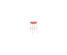 CLP Sgabello Bar Montreal Imbottito In Similpelle I Sgabello Panchetto Design Cucina O Bar Telaio 4 Gambe I Sgabello Bancone H 85 CM Arancione Base Acciaio Inox