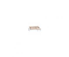 ARGONAUTA Divano Letto Ecolpelle Bianco E Tessuto Beige Con Penisola A Destra 240x140xh. 88 Cm